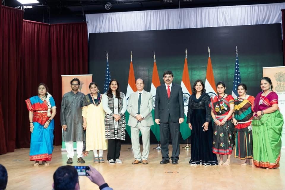 NACHA leadership at India House with Indian and US flags